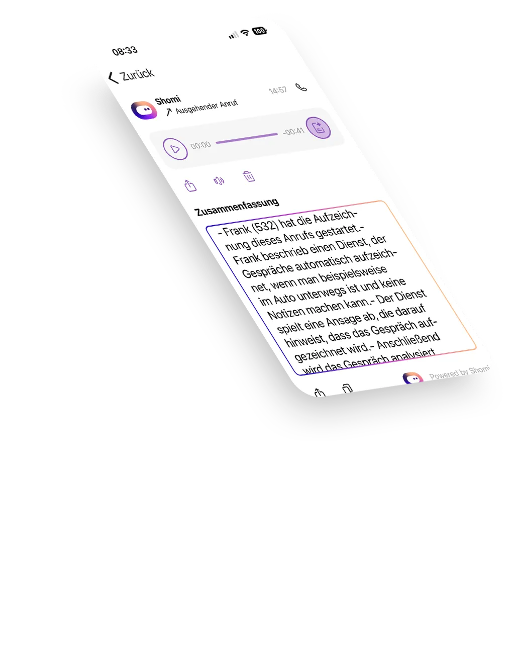 Smartphone mit der Enreach-App: Chat-Ansicht